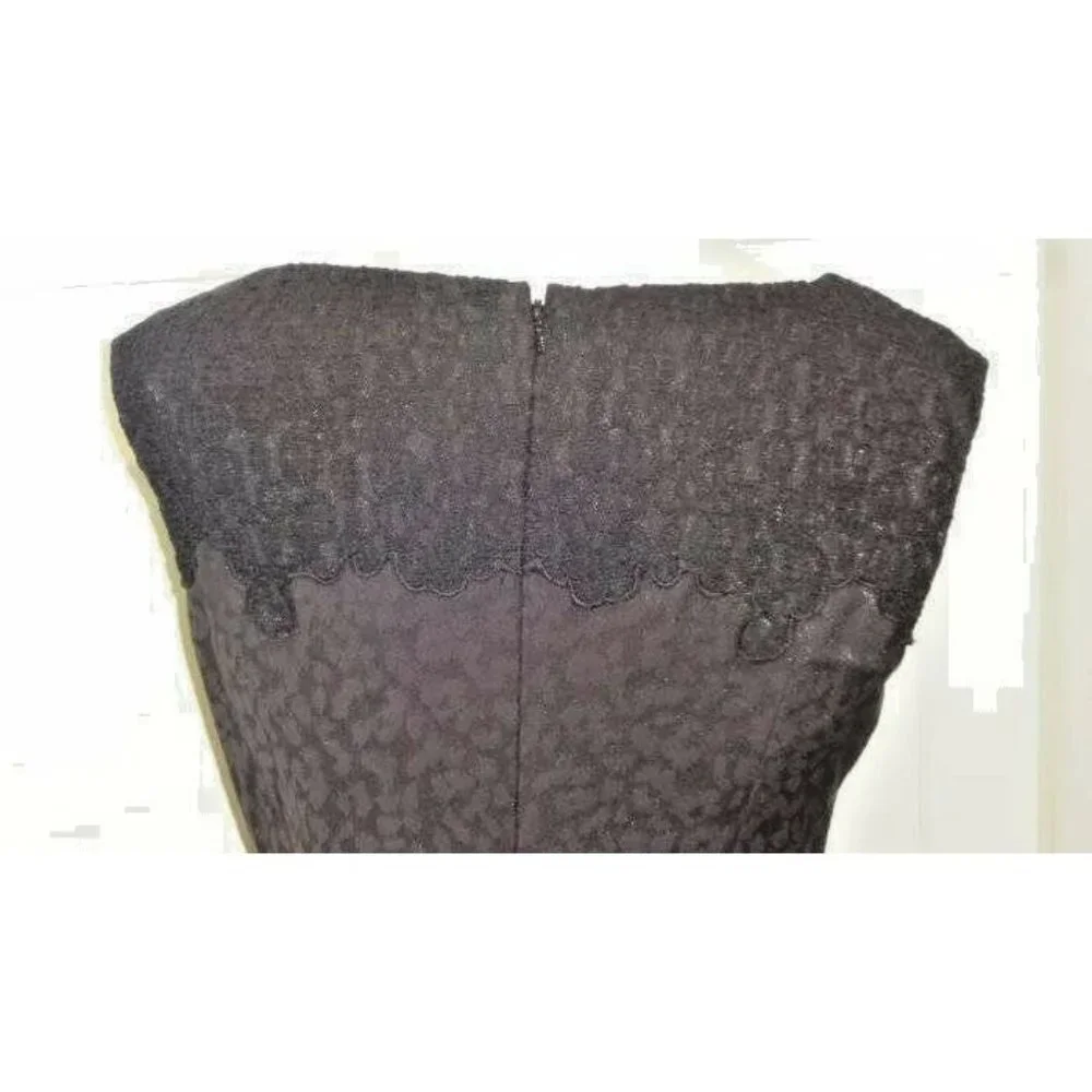 Adrianna Papell Lace Yoke Jacquard Dress Black 8 NEW - Picture 8 of 10
